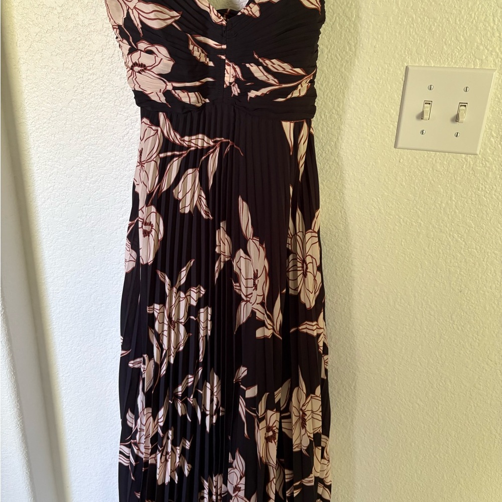 Astr Black Midi Dress with Pink Floral Print